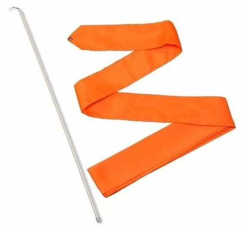 Реальное фото Лента для художественной гимнастики 6 м с палочкой 56 см оранжевый СЕ6 от магазина СпортЕВ