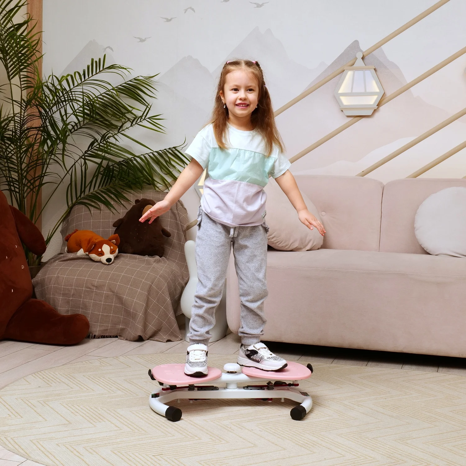 Реальное фото Фитнес платформа /горнолыжный тренажёр DFC "Twister Bow" с эспандерами TW-S108P от магазина Спортев