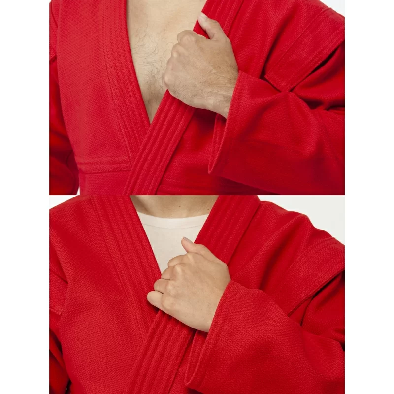 Реальное фото Куртка для самбо ВФС Bravegard Ascend красная от магазина СпортЕВ