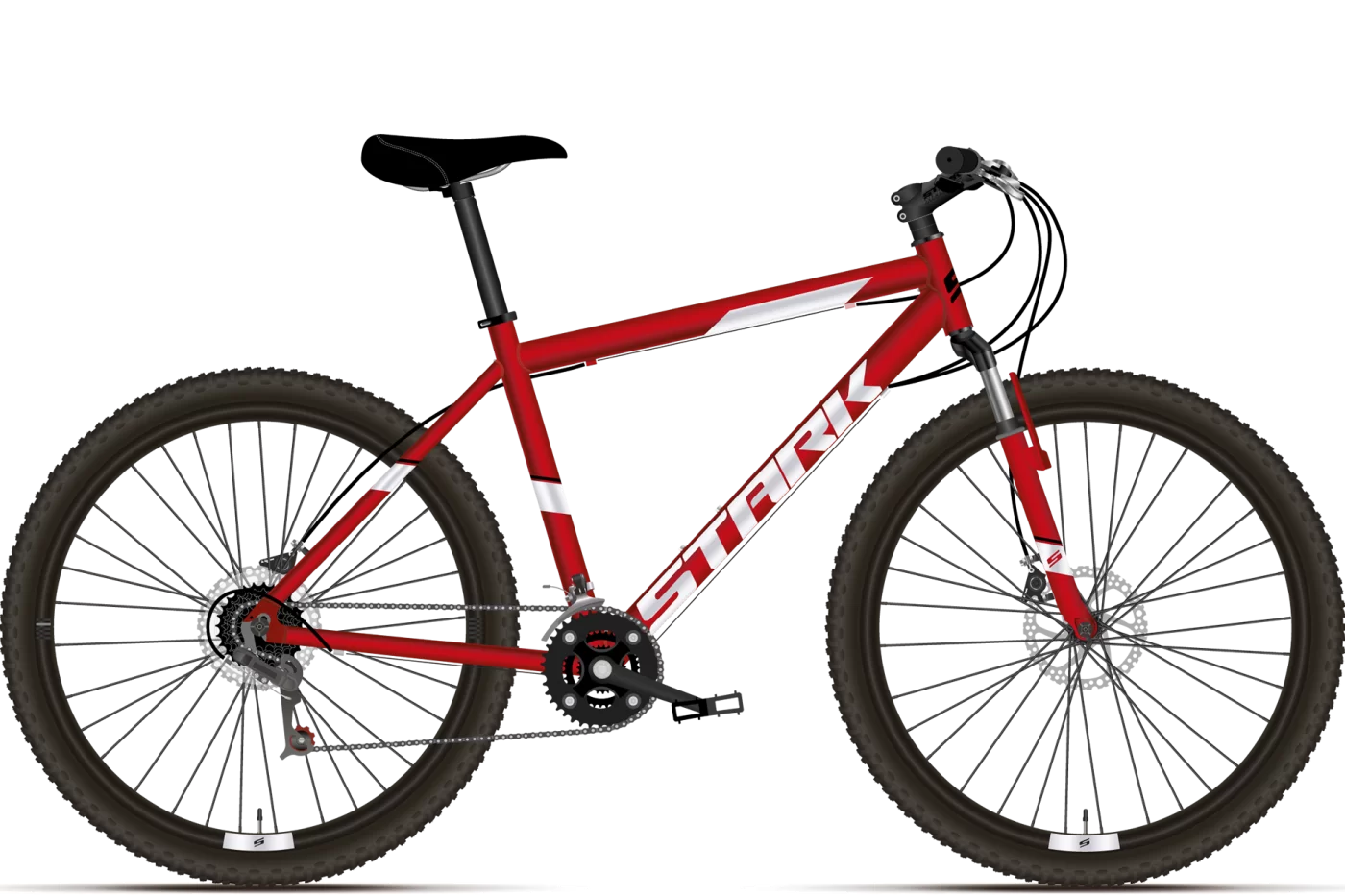 Реальное фото Велосипед Stark Outpost 26 1 D (2021) красный/белый от магазина СпортЕВ