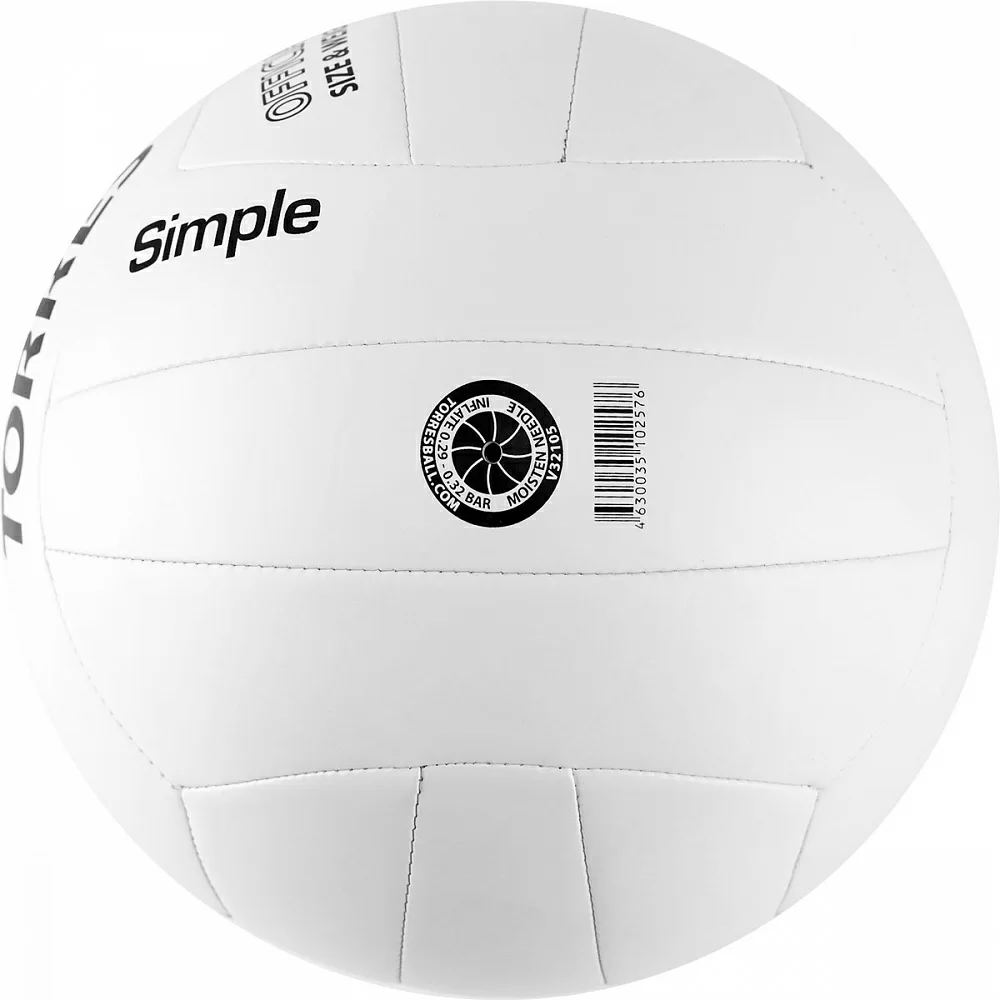 Реальное фото Мяч волейбольный Torres Simple р.5 синт. кожа бело-черный V32105 от магазина СпортЕВ