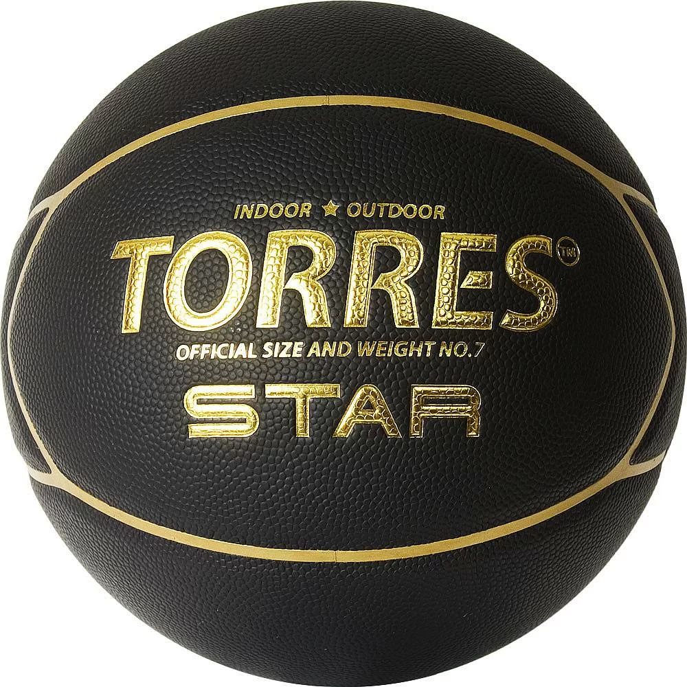 Реальное фото Мяч баскетбольный Torres Star размер №7 ПУ черно-золотой B32317 от магазина СпортЕВ
