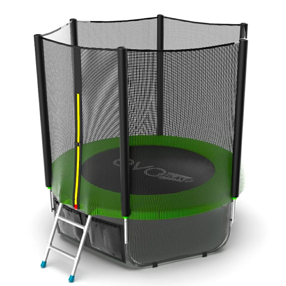 Реальное фото EVO JUMP External 6ft (Green) + Lower net. Батут с внешней сеткой и лестницей, диаметр 6ft (зеленый) + нижняя сеть от магазина СпортЕВ