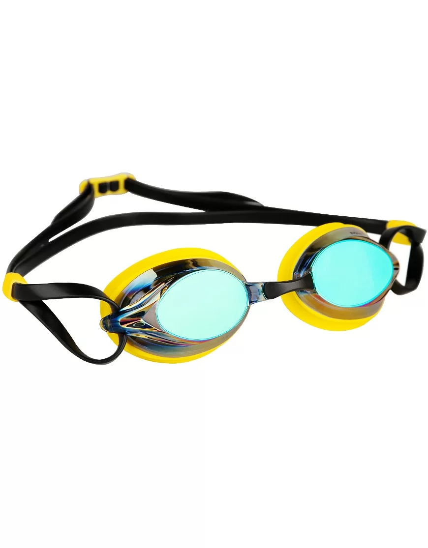Реальное фото Очки для плавания Mad Wave Spurt Rainbow yellow/black M0427 26 0 06W от магазина СпортЕВ