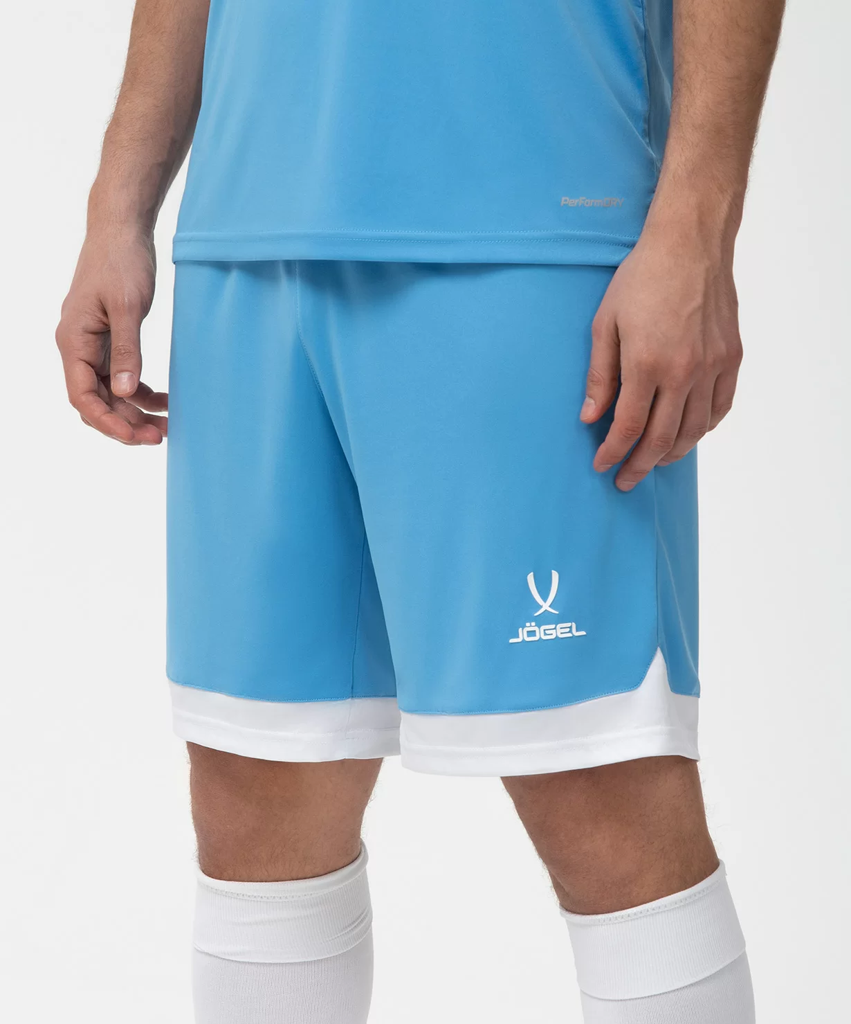 Реальное фото Шорты игровые DIVISION PerFormDRY Union Shorts, голубой/белый/белый Jögel от магазина СпортЕВ