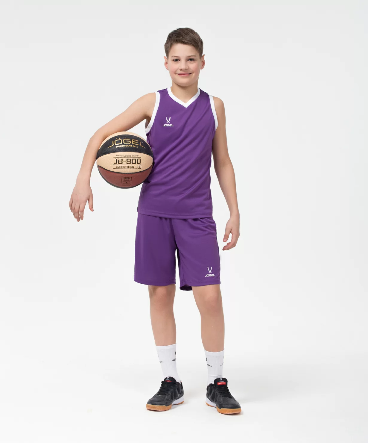 Реальное фото Шорты баскетбольные Camp Basic, фиолетовый, детский Jögel от магазина СпортЕВ
