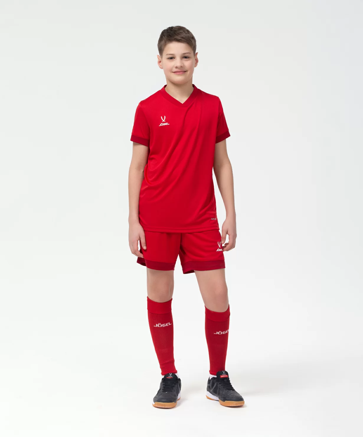 Реальное фото Футболка игровая DIVISION PerFormDRY Union Jersey, красный/ темно-красный/белый, детский Jögel от магазина Спортев