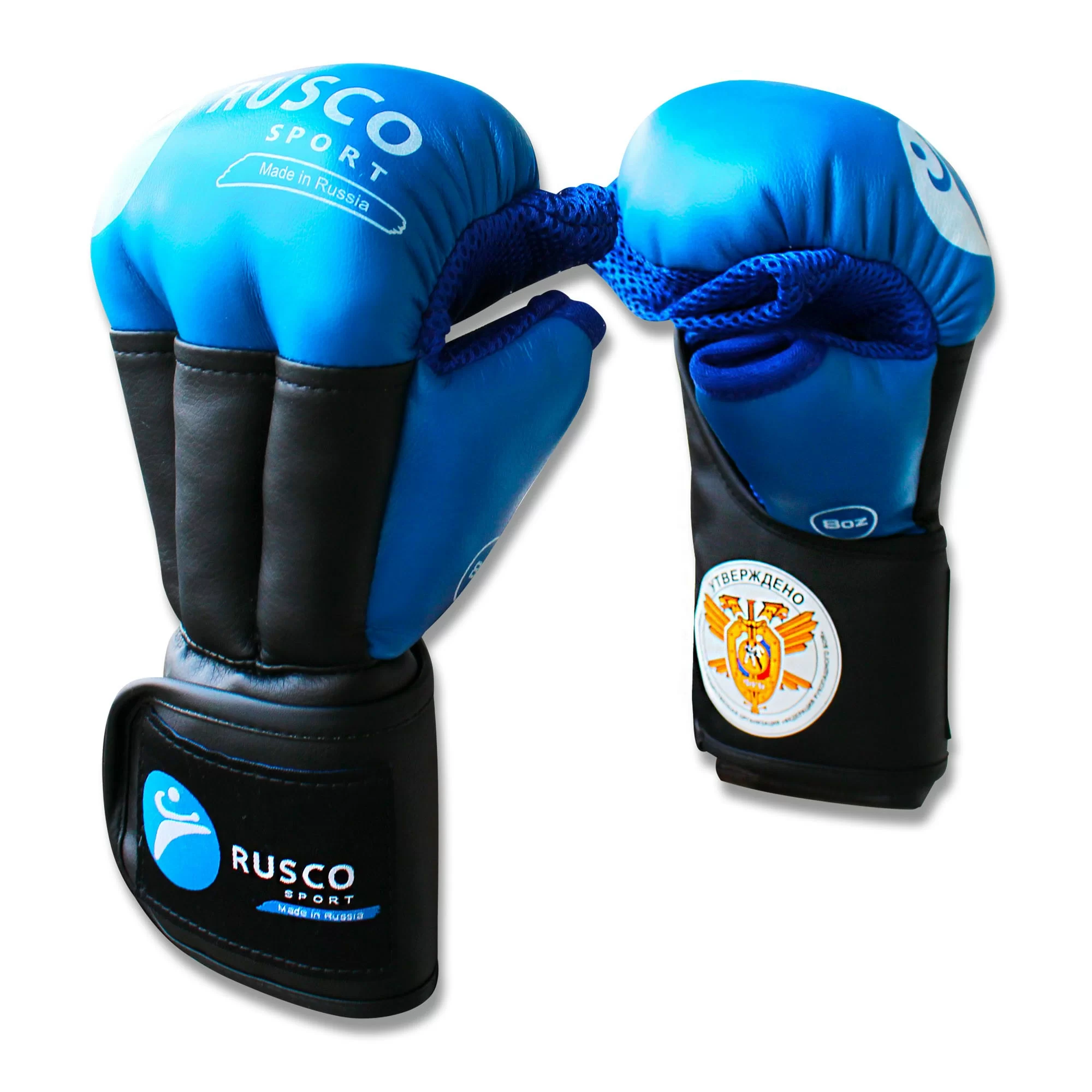 Реальное фото Перчатки для рукопашного боя Rusco Sport Pro синие от магазина СпортЕВ