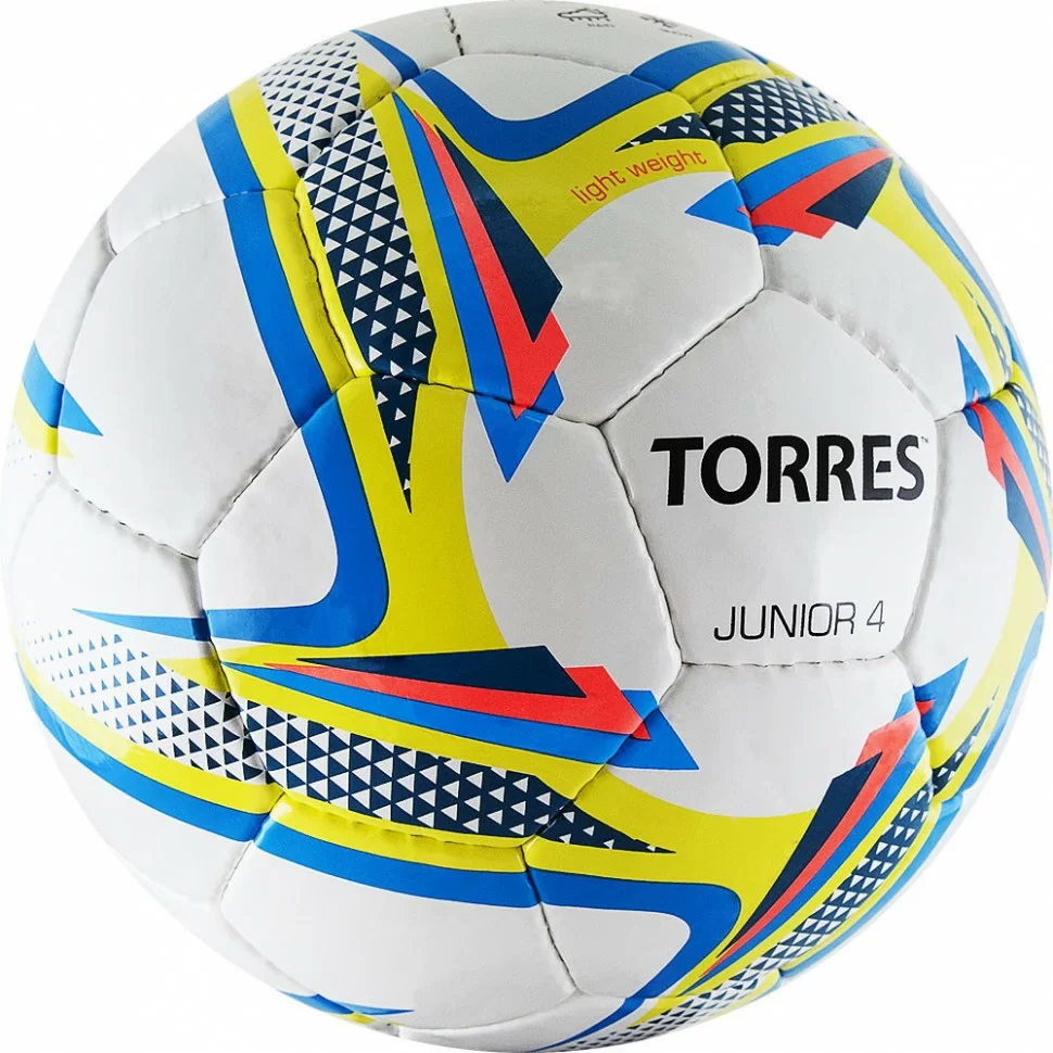 Реальное фото Мяч футбольный Torres Junior-4 вес 310-330 г бел-жел-гол F320234 от магазина СпортЕВ
