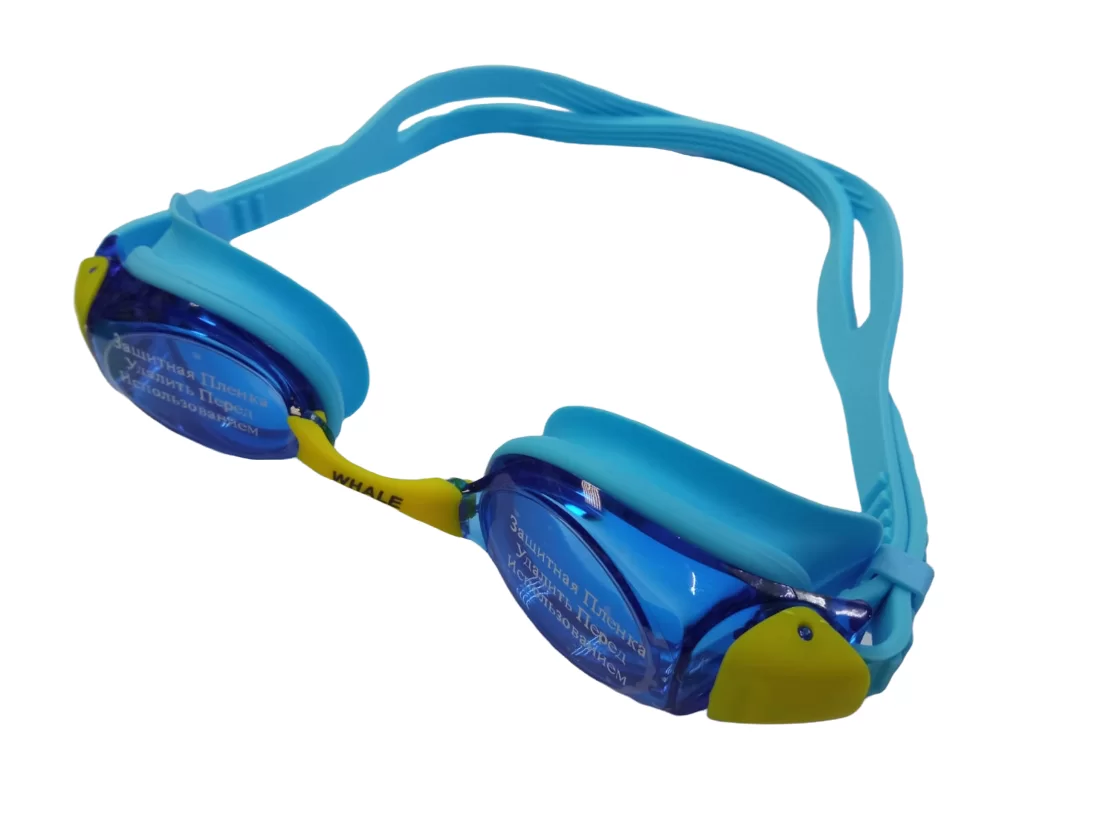 Реальное фото Очки для плавания Whale Y06802(CF-6802) подростковые желтый-голубой/синий от магазина СпортЕВ