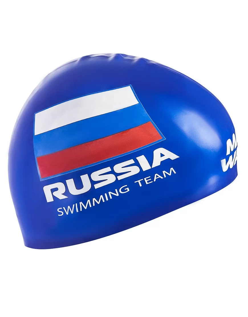 Реальное фото Шапочка для плавания Mad Wave Swimming Team blue M0558 18 0 04W от магазина СпортЕВ