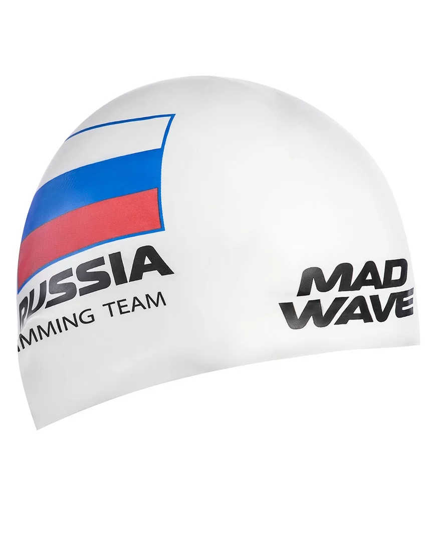 Реальное фото Шапочка для плавания Mad Wave Swimming Team white M0558 18 0 02W от магазина СпортЕВ