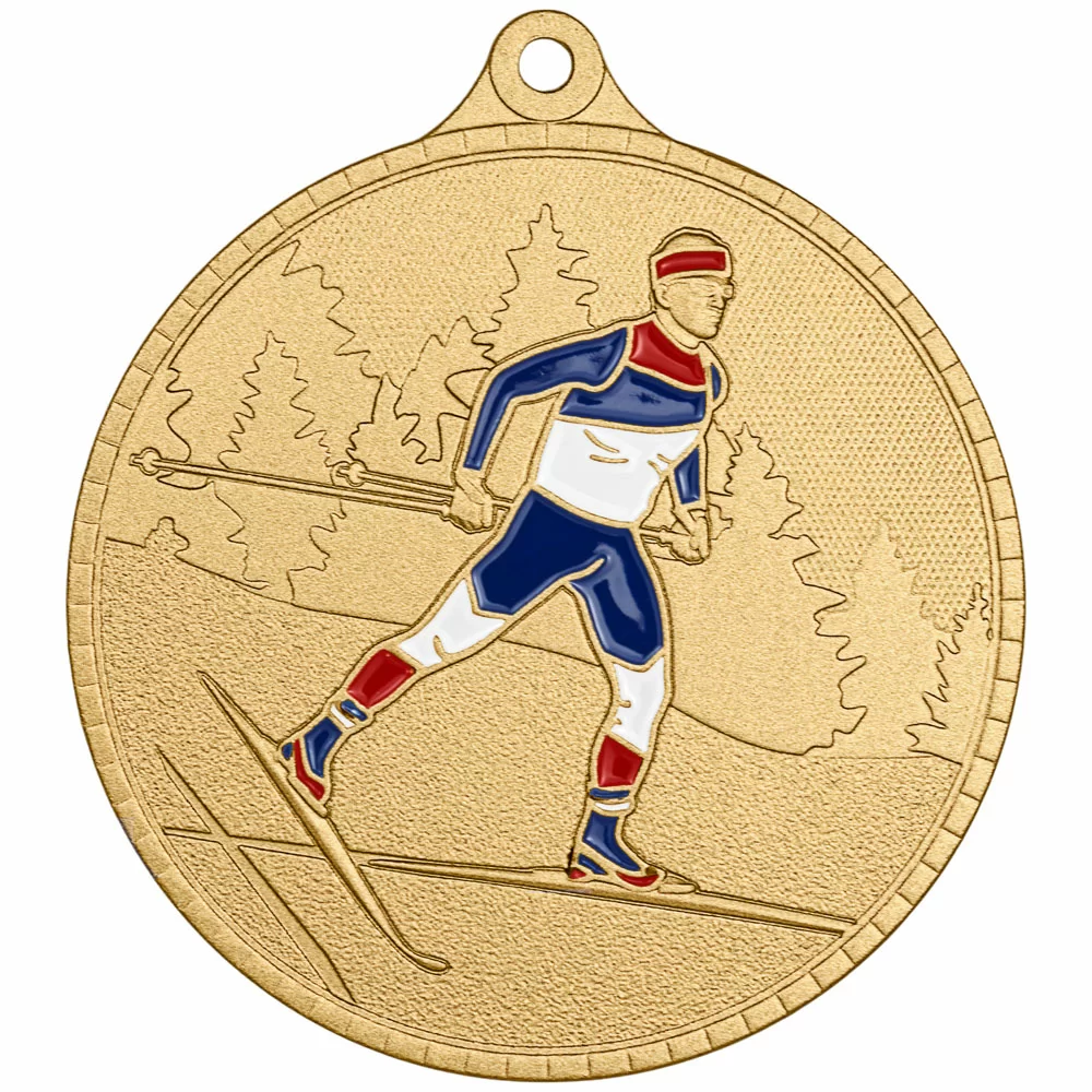 Реальное фото Медаль MZP 616-55/G лыжный спорт  (D-55мм, s-2 мм) от магазина СпортЕВ