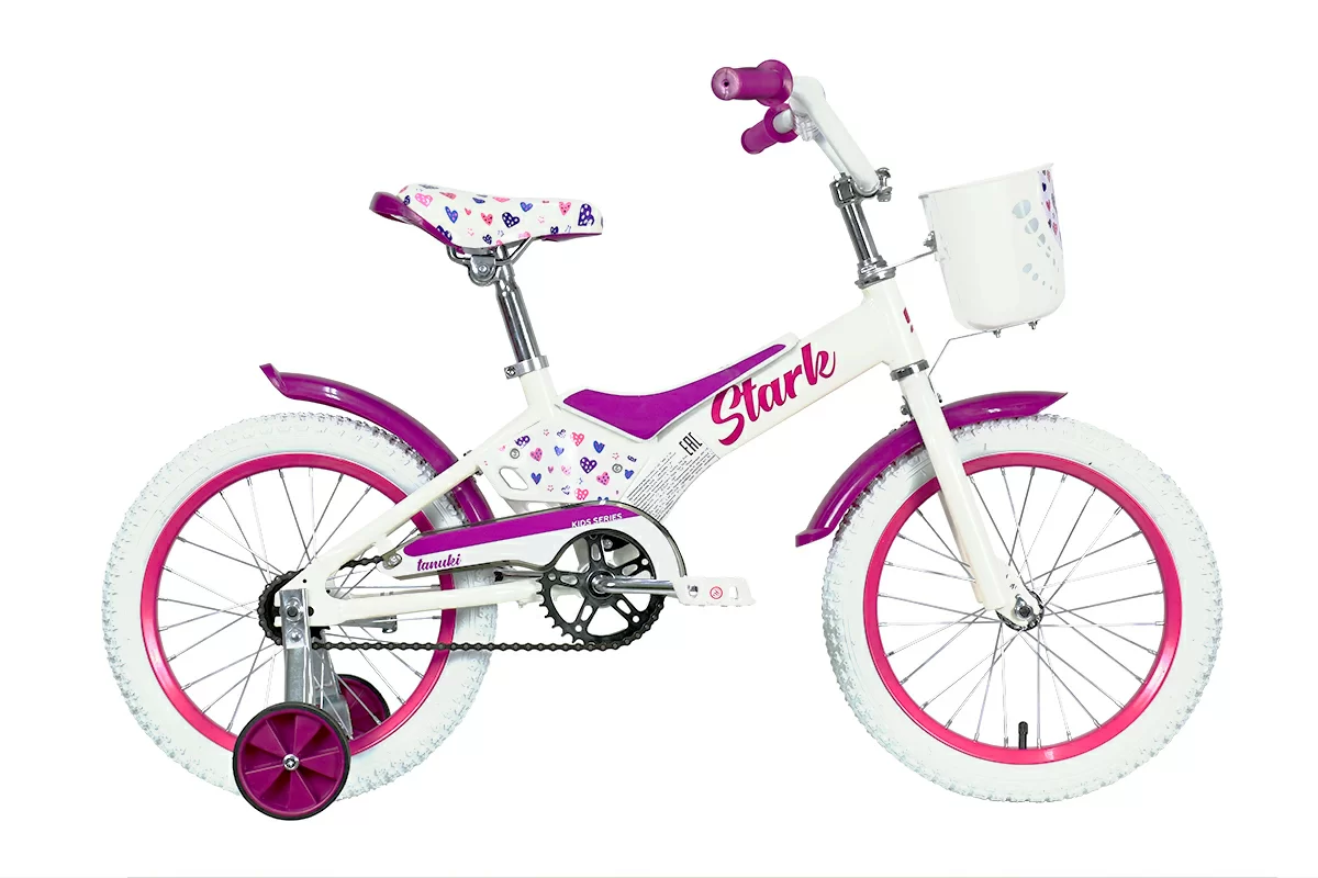 Реальное фото Велосипед Stark Tanuki 14 Girl (2021) белый/розовый от магазина СпортЕВ