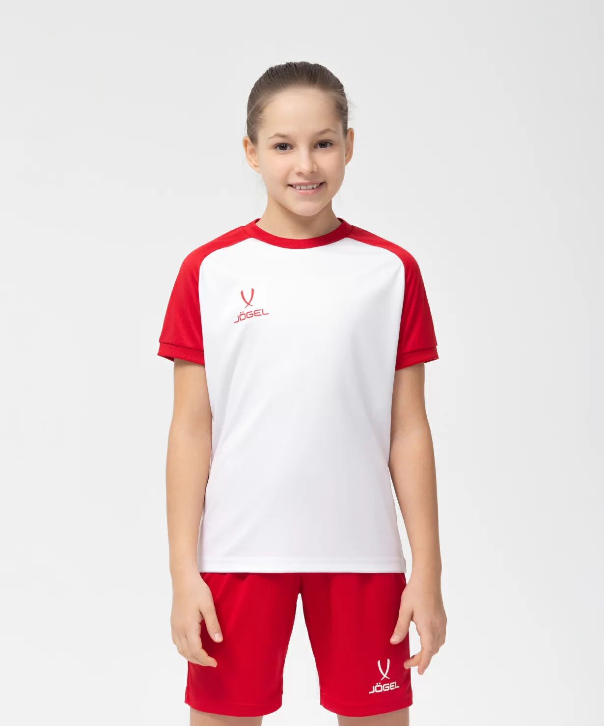 Реальное фото Футболка игровая CAMP Reglan Jersey, белый/красный, детский Jögel от магазина Спортев