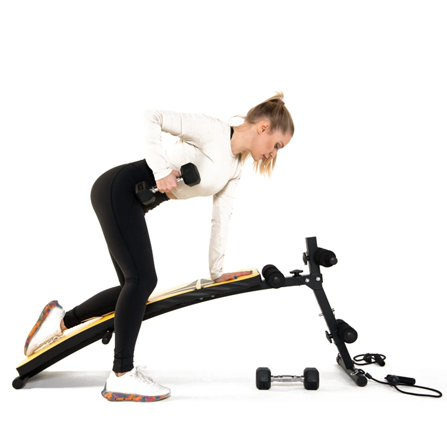 Реальное фото Скамья для пресса DFC гантели, эспандеры D102RY от магазина Спортев