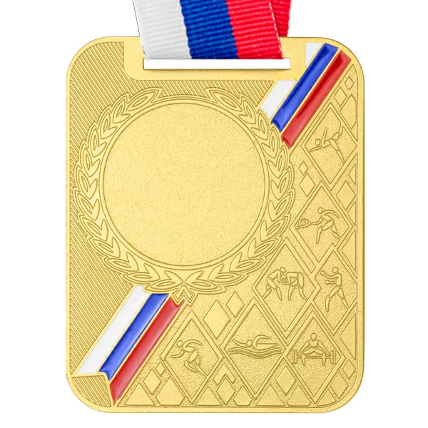 Реальное фото Медаль MZP 549-65/GM (65х48мм, D-25мм, s-2,5мм) с лентой от магазина СпортЕВ