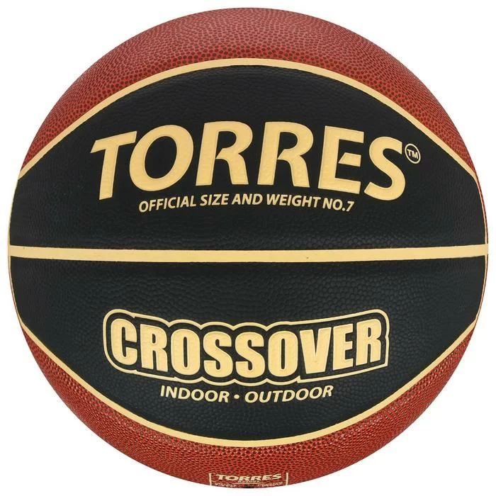 Реальное фото Мяч баскетбольный Torres Crossover размер №7 ПУ тем. черно-оранж-бежевый B32097 от магазина СпортЕВ