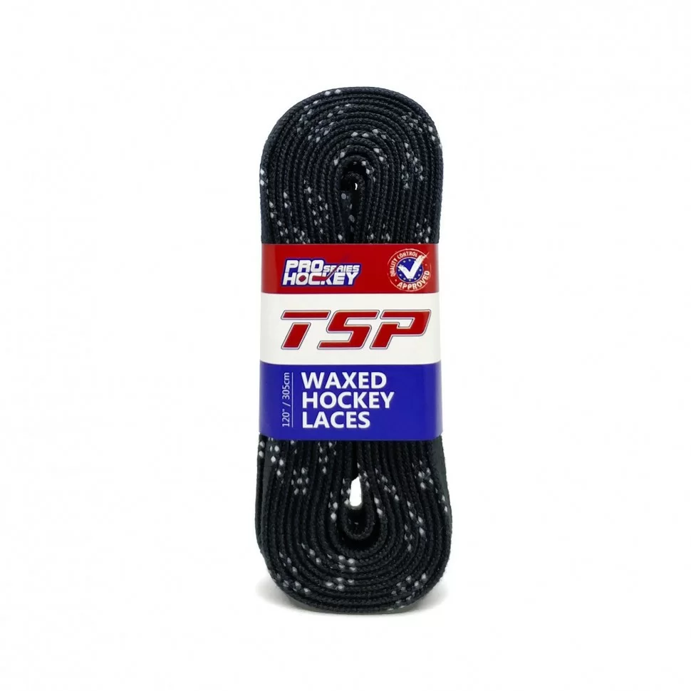 Реальное фото Шнурки хоккейные 213 см с пропиткой TSP Hockey Laces Waxed black 2135 от магазина СпортЕВ