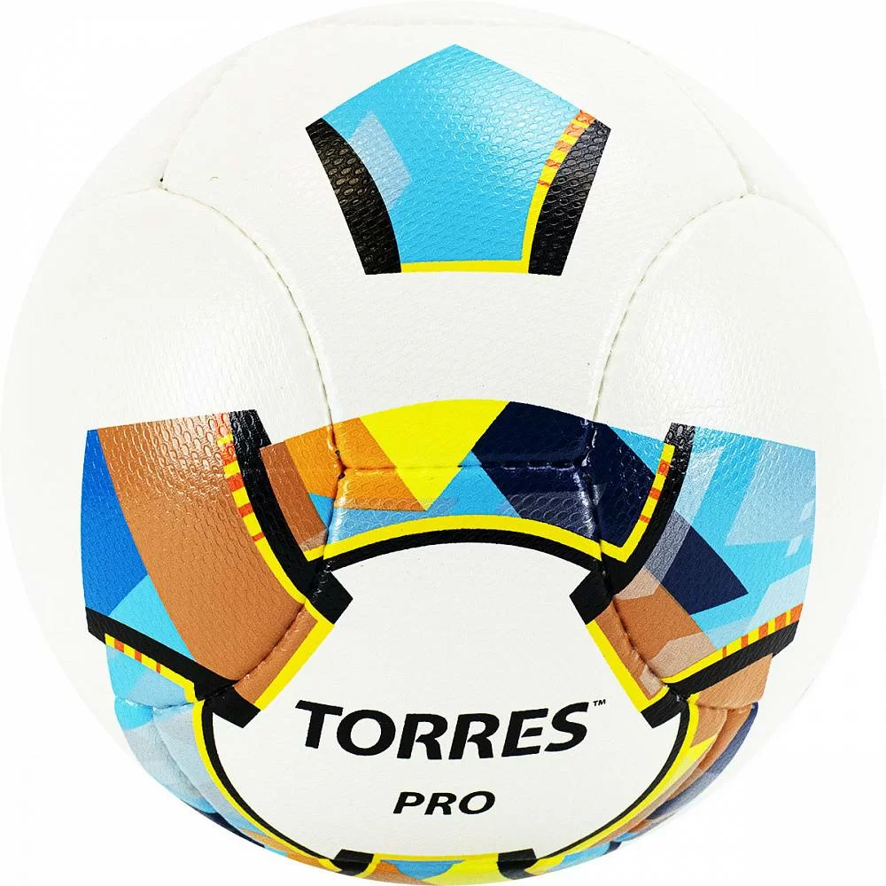Реальное фото Мяч футбольный Torres Pro р.5 14 п. PU ручная сшивка бело-золот-черн F320015 от магазина СпортЕВ