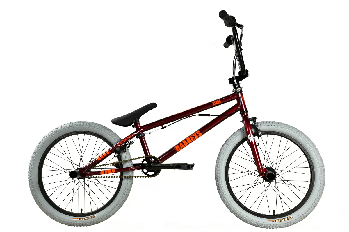 Реальное фото Велосипед Stark Madness BMX 3 (2024) бордовый/оранжевый/серый от магазина Спортев