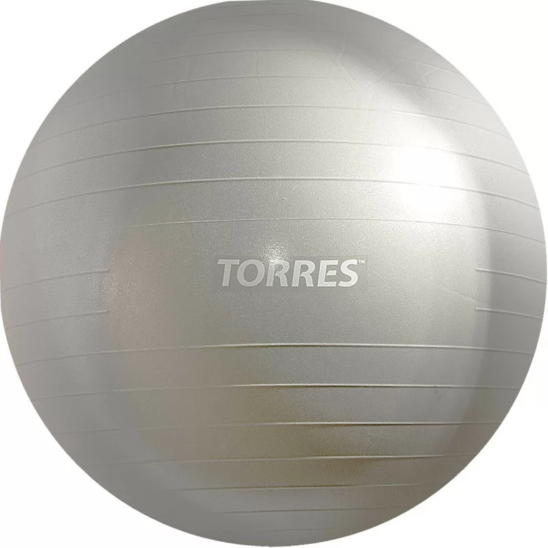 Реальное фото Фитбол 65 см Torres ПВХ антивзрыв, с насосом, серый AL121165SL от магазина СпортЕВ