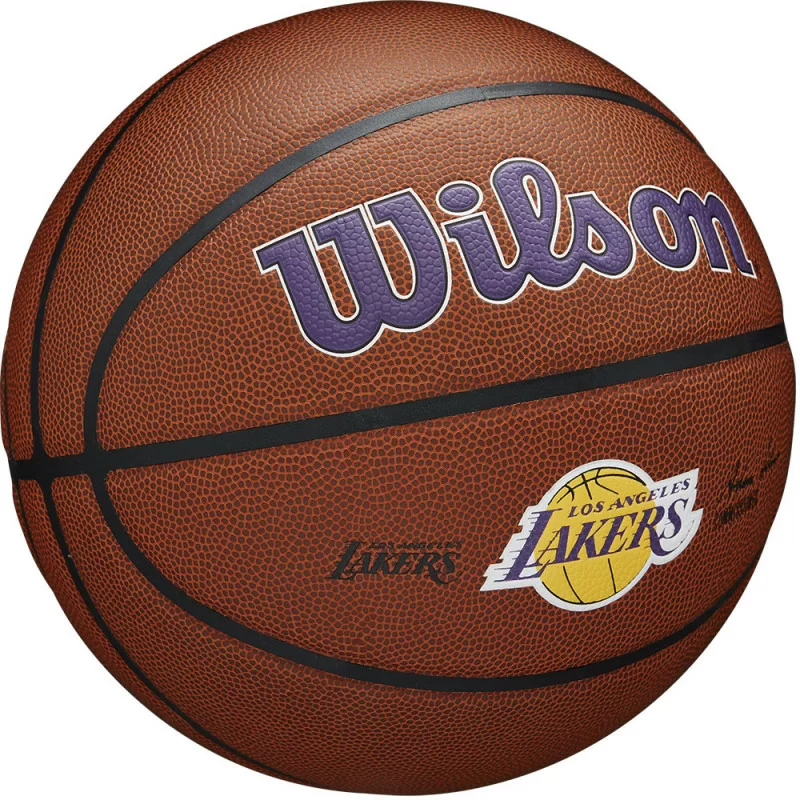 Реальное фото Мяч баскетбольный Wilson NBA LA Lakers размер №7 коричневый WTB3100XBLAL от магазина СпортЕВ