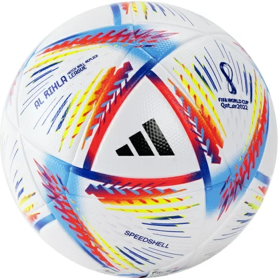 Реальное фото Мяч футбольный Adidas WC22 Rihla Lge №5 FIFA Quality 14П ТПУ термосшивка мульт H57791 от магазина СпортЕВ