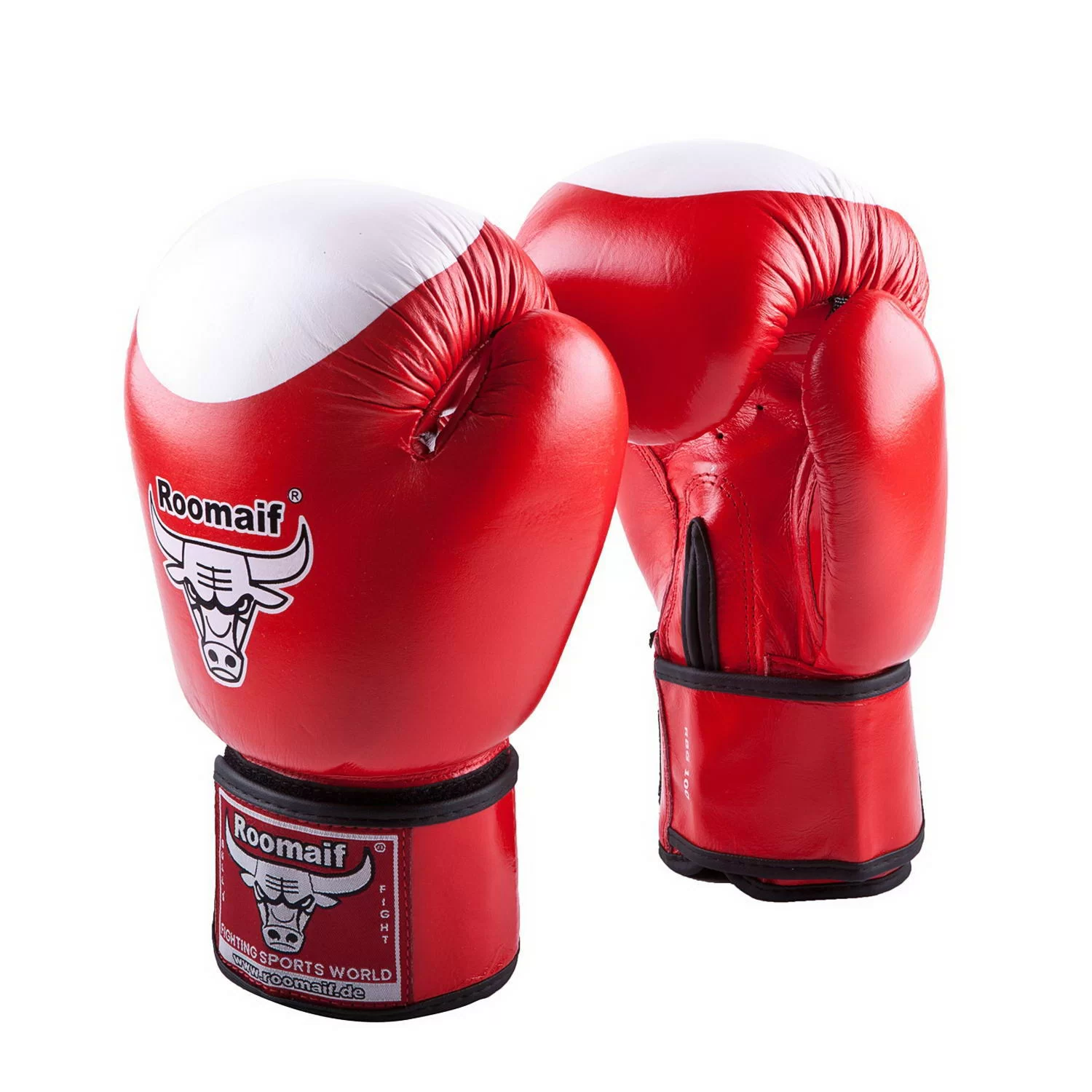 Реальное фото Перчатки боксерские Roomaif RBG-100 Кожа красные от магазина СпортЕВ