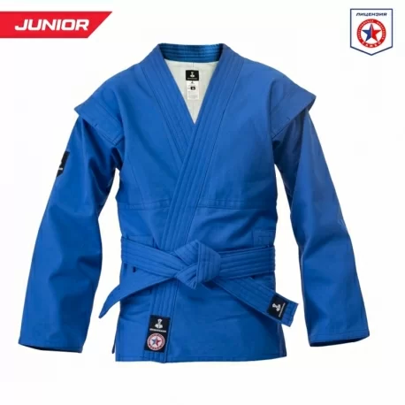Реальное фото Куртка для самбо ВФС Bravegard Ascend Junior синяя от магазина СпортЕВ