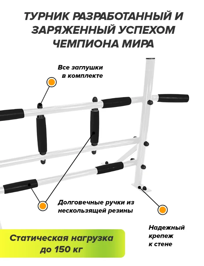 Реальное фото Турник настенный Absolute Champion Победитель белый от магазина Спортев