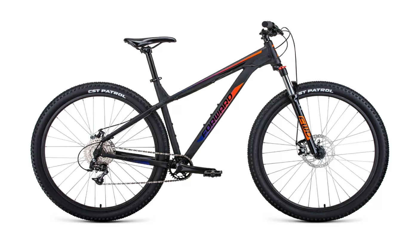 Реальное фото Велосипед Forward Next 29 X 2.0 (8ск) (2021) черный матовый/ярко-оранжевый от магазина СпортЕВ