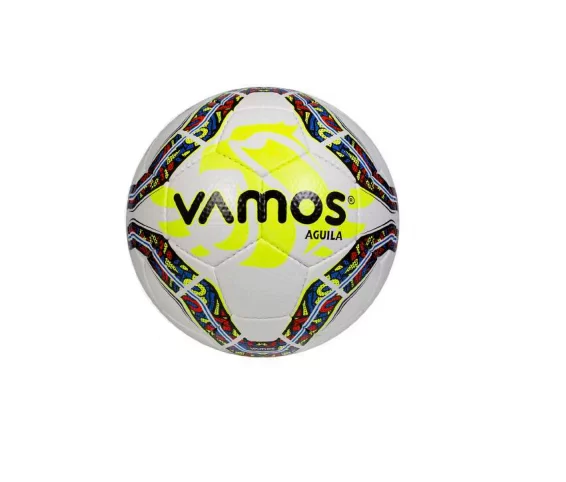 Реальное фото Мяч футбольный Vamos Aguila 32П №5 бело-желто-синий BV 3265-AGO от магазина СпортЕВ