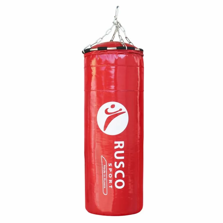 Реальное фото Мешок боксерский RuscoSport 55 кг (+/- 5 кг), 180 см, d-35 см красный 43698 от магазина СпортЕВ