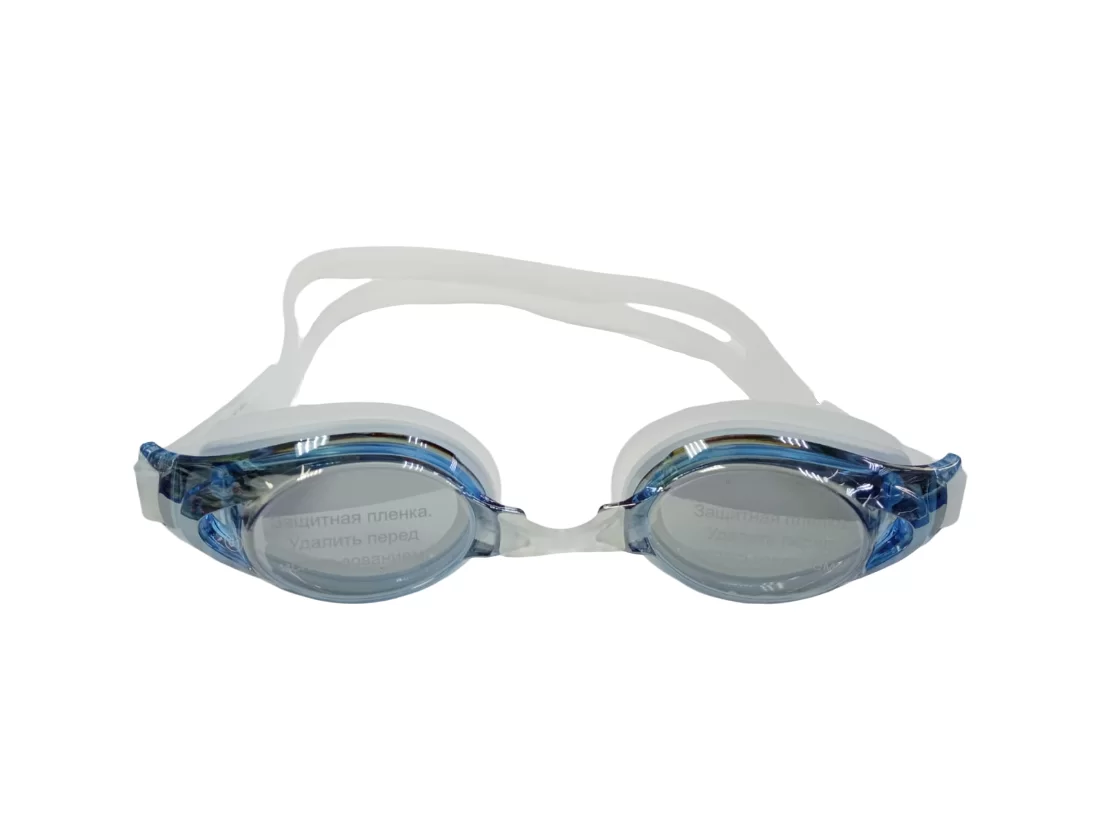 Реальное фото Очки для плавания Whale Y0M703(WG47-A3) для взрослых зеркальные белый/синий от магазина СпортЕВ