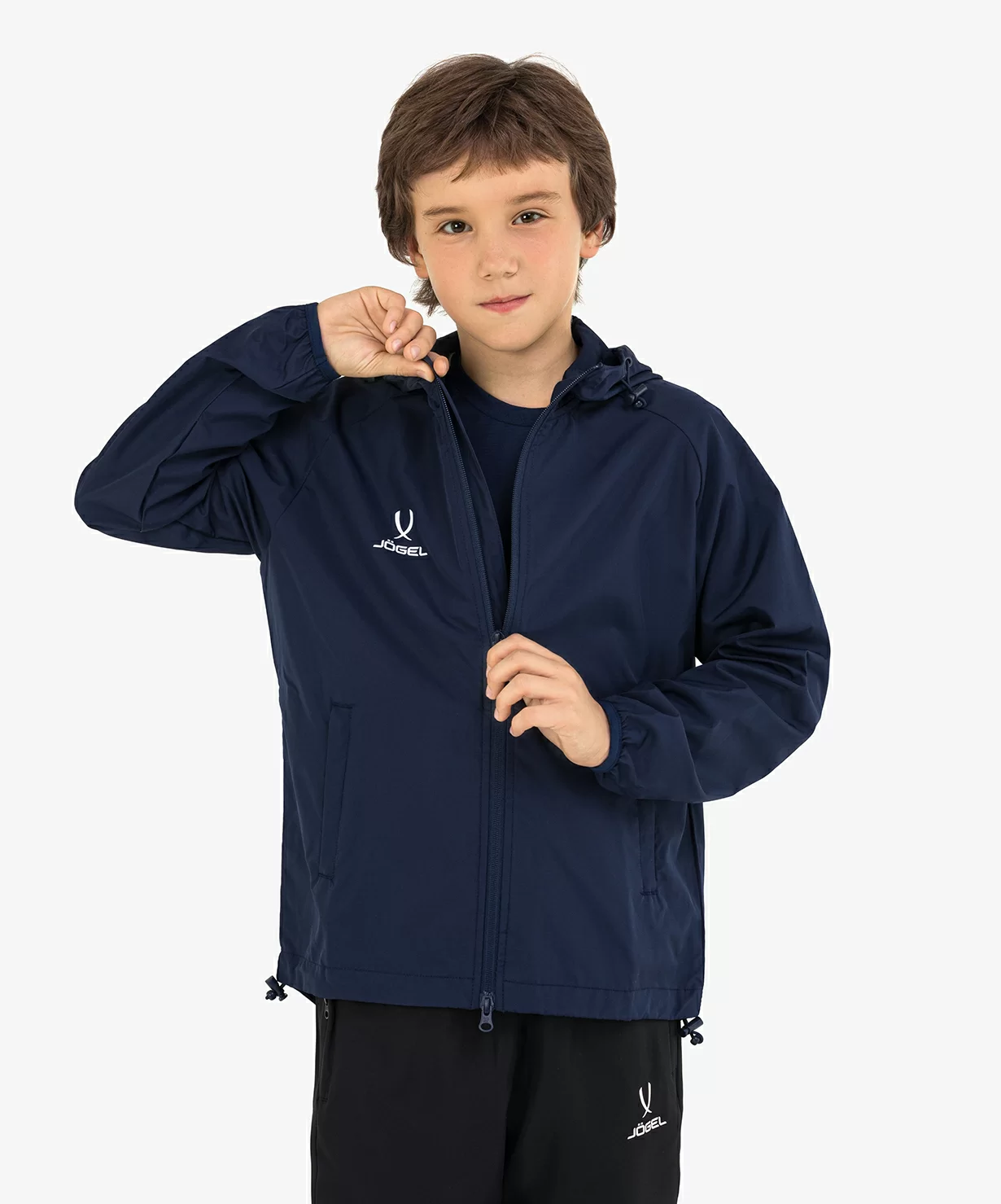 Реальное фото Куртка ветрозащитная CAMP Rain Jacket, темно-синий, детский Jögel от магазина СпортЕВ