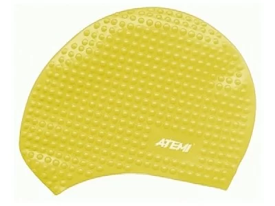 Реальное фото Шапочка для плавания Atemi силикон бабл желтая BS30 от магазина СпортЕВ