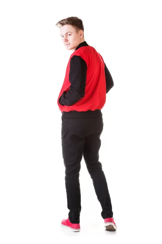 Реальное фото Бомбер мужской на молнии красный/черный 1.8912-0115 от магазина СпортЕВ