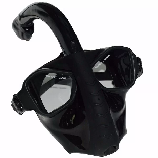 Реальное фото Маска для плавания полнолицевая черная M6209BB от магазина СпортЕВ
