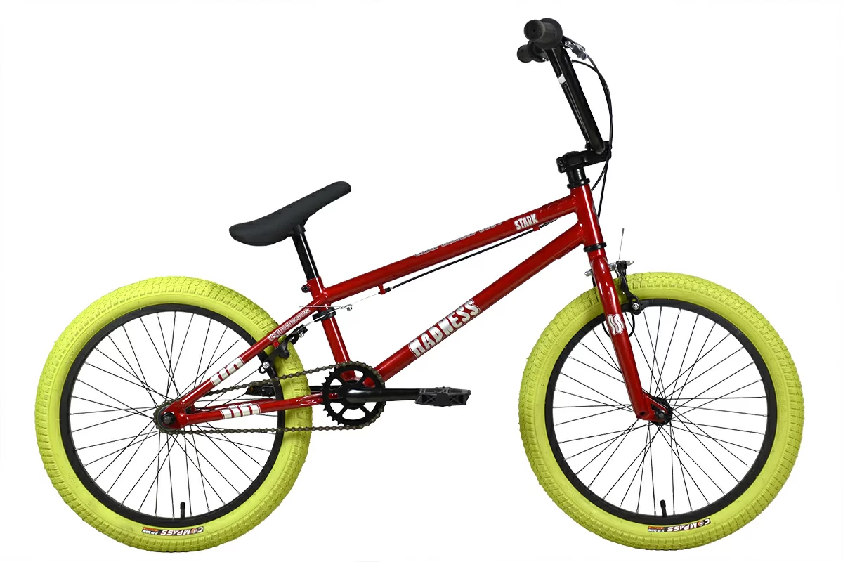 Реальное фото Велосипед Stark Madness BMX 1 (2024) красный/серебристый/хаки от магазина СпортЕВ
