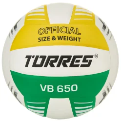 Мяч волейбольный Torres VB 650 р.5 синт. кожа бело-зеленый-желтый V32415