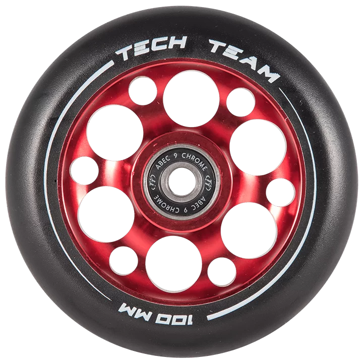 Реальное фото Колесо для самоката TechTeam X-Treme 100 мм Форма Drilled red от магазина СпортЕВ