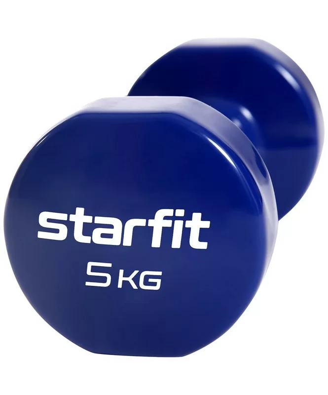 Реальное фото Гантели виниловые 5 кг StarFit Core DB-101 темно-синий (пара) УТ-00020387 от магазина СпортЕВ
