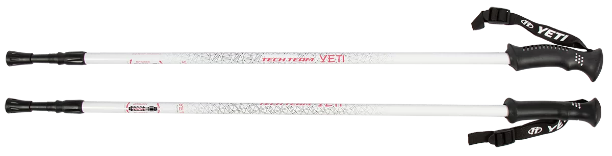 Реальное фото Палки для скандинавской ходьбы TechTeam Yeti 115-135 см 2-секционные белые от магазина СпортЕВ