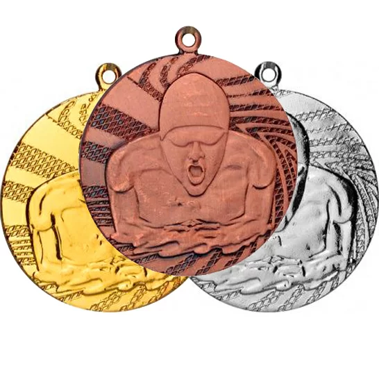 Реальное фото Комплект медалей MMC 1640 плавание (G/S/B) (D-40 мм, s-2 мм) от магазина Спортев