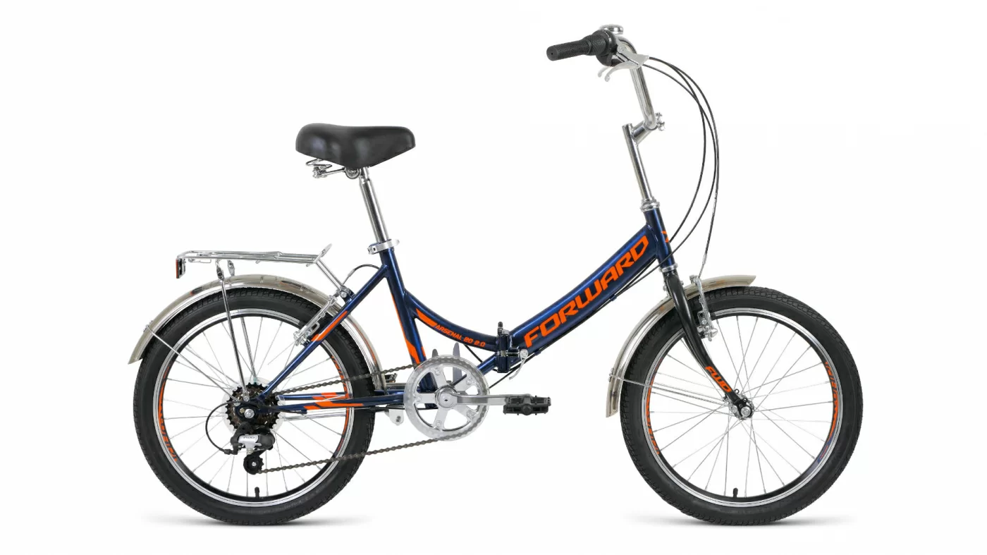 Реальное фото Велосипед Forward Arsenal 20 2.0 (2021) темно-синий/оранжевый RBKW1YF06008 от магазина СпортЕВ