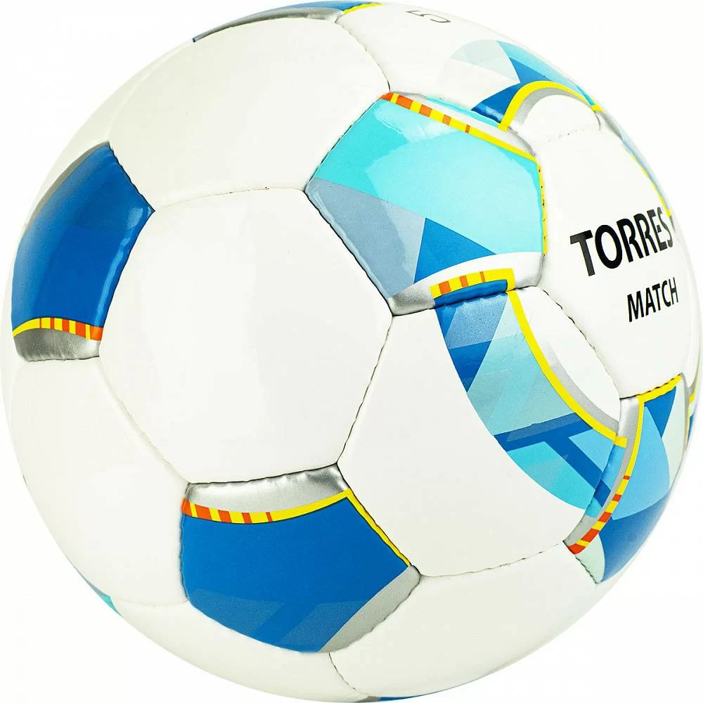 Реальное фото Мяч футбольный Torres Match р.5 32 п. PU руч. сшив. бело-серебр-голуб. F320025 от магазина СпортЕВ