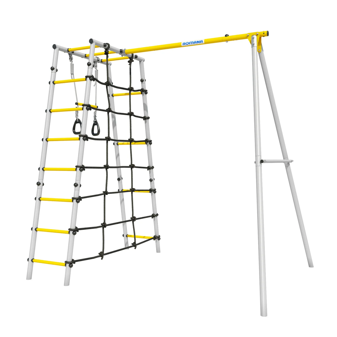Реальное фото Детский спортивный комплекс для дачи ROMANA Д1 (серый/желтый) 103.31.06 от магазина Спортев