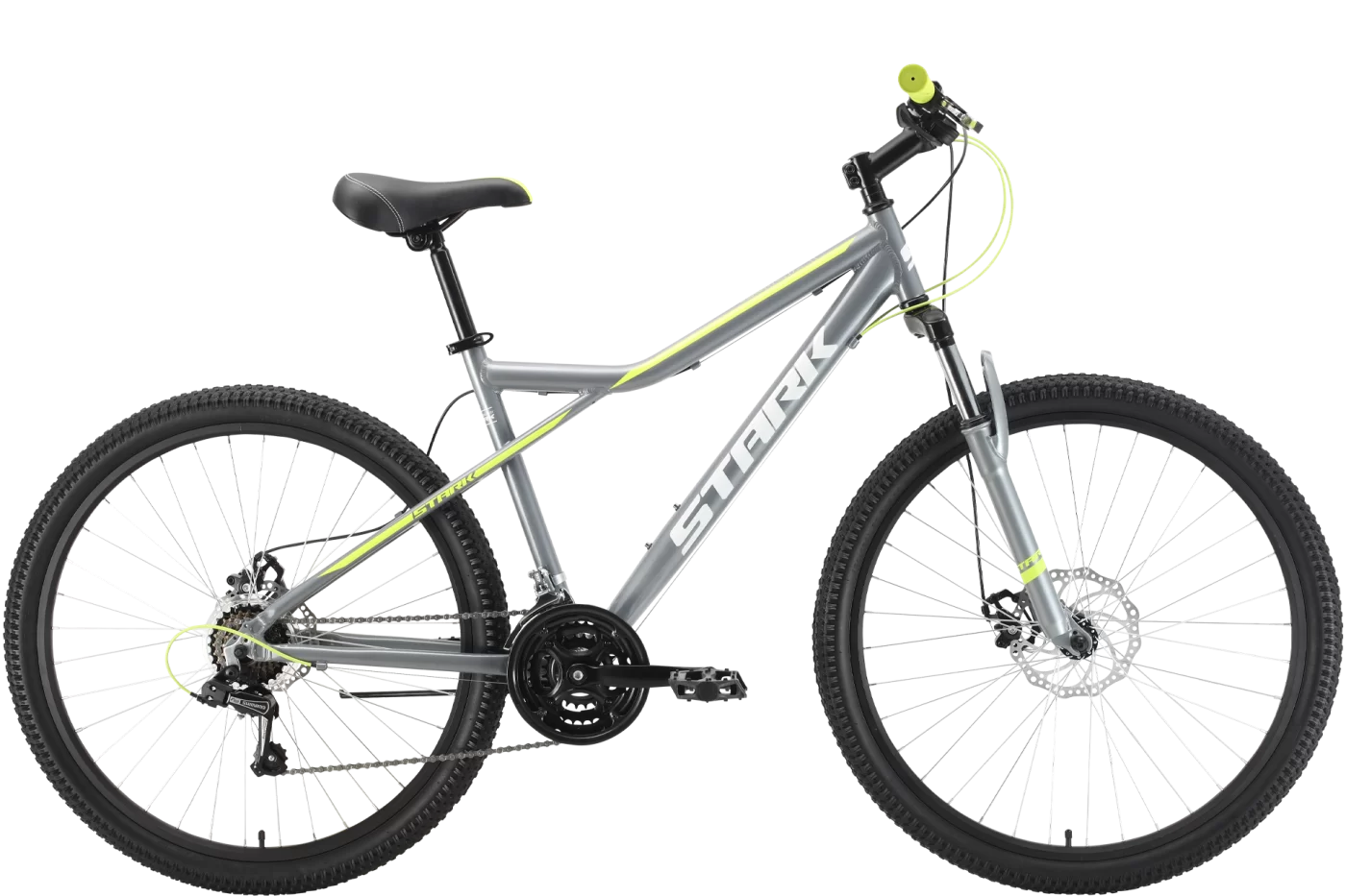 Реальное фото Велосипед Stark Slash 27.5 1 D (2022) серый/желтый от магазина СпортЕВ