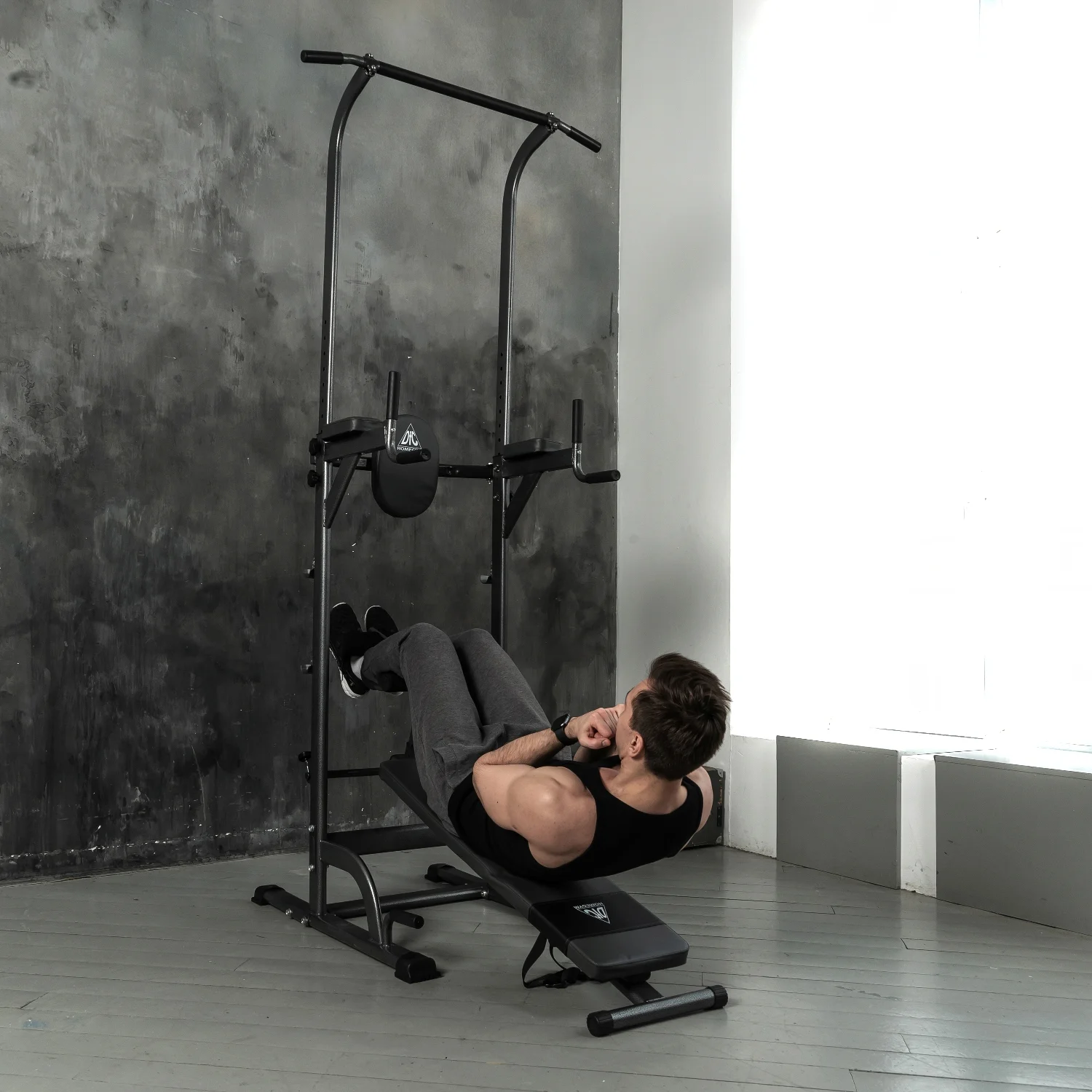 Реальное фото Турник-брусья со скамьей DFC Power Tower G003 от магазина Спортев